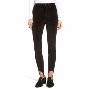 NWT STONE ROW Black Velvet Stirrup Leggings 32